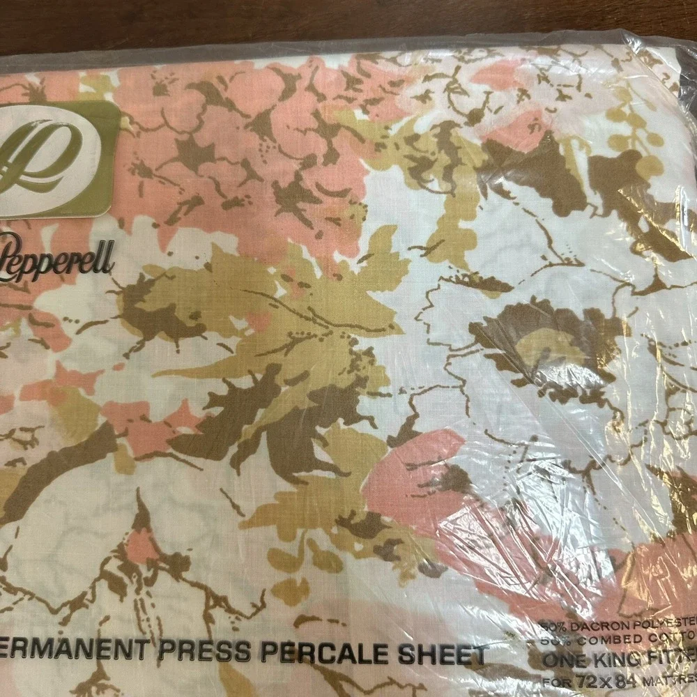 Vintage Lady Pepperell Miralux Percale King Fitted Sheet Retro Made USA NEW NOS